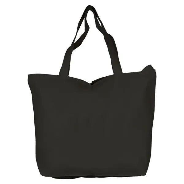 Top Zippered Black 10oz Cotton Tote Bag