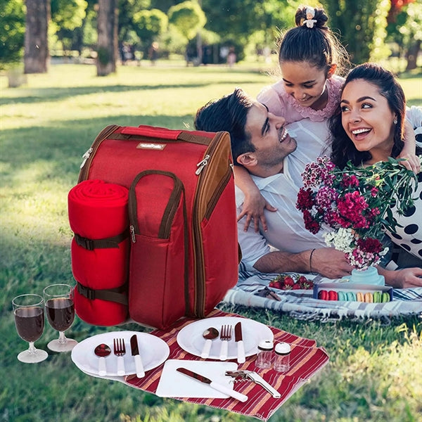 2 Person picnic cooler backpack bag with blanket