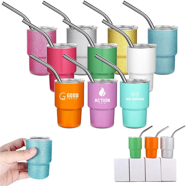 3 OZ Mini Travel Tumbler with Straw