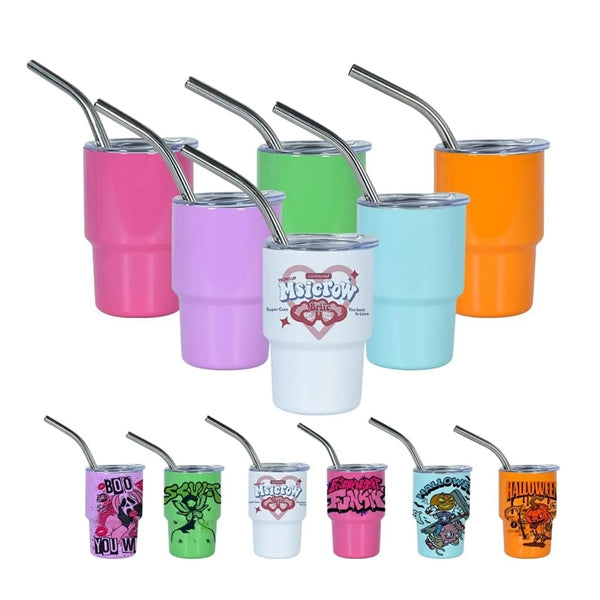 3 OZ Mini Travel Tumbler with Straw
