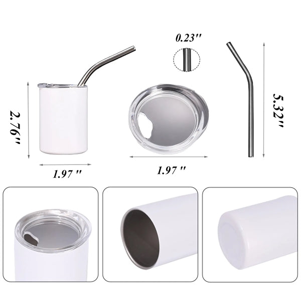 3 OZ Mini Shot Glass Tumber with Straw