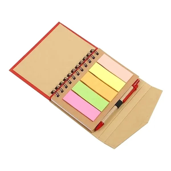 Spiral-Bound Notebook W/ Ballpoint Pen & Sticky Notes