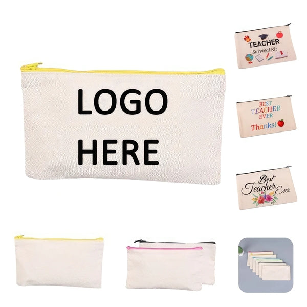 Canvas Pencil Pouch & Makeup Cosmetic Toiletry Bag