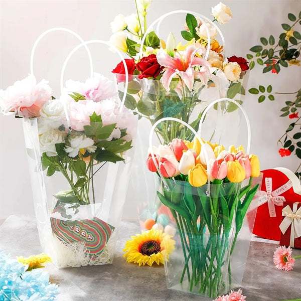 Clear Flower Bouquet Bags with Handle