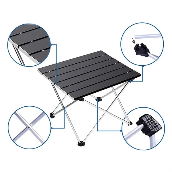 Outdoor Black Aluminum Folding Egg Roll Table With Bag