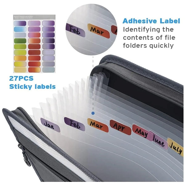 13 Pocket Expanding File Folder with Sticky Labels