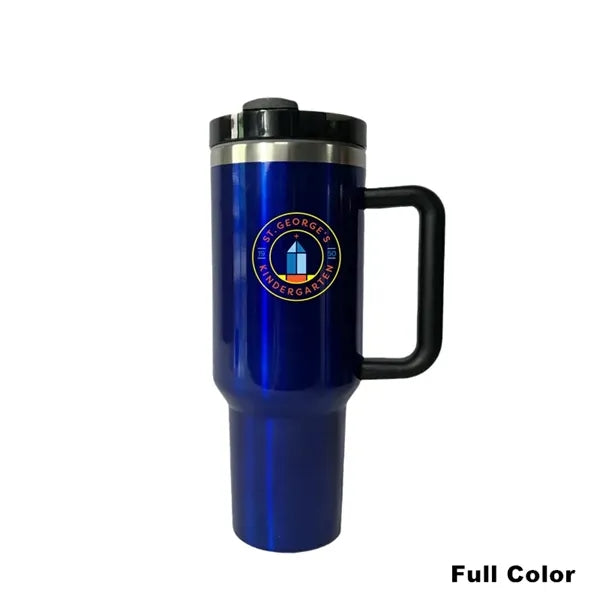40 oz Stainless Steel Insulated Travel Mug With Handle Straw