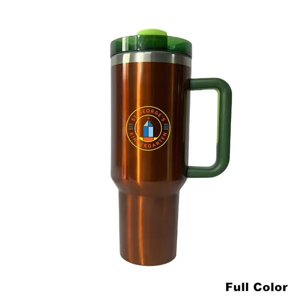 40 oz Stainless Steel Insulated Travel Mug With Handle Straw