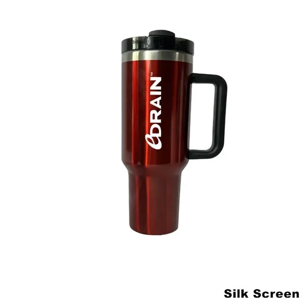 40 oz Stainless Steel Insulated Travel Mug With Handle Straw
