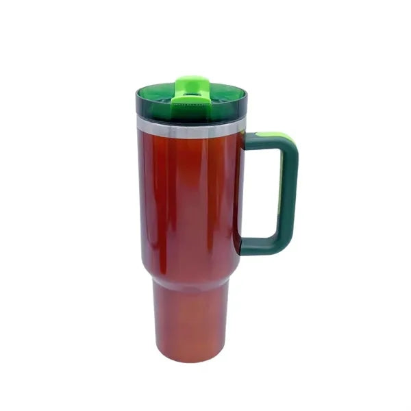40 oz Stainless Steel Insulated Travel Mug With Handle Straw