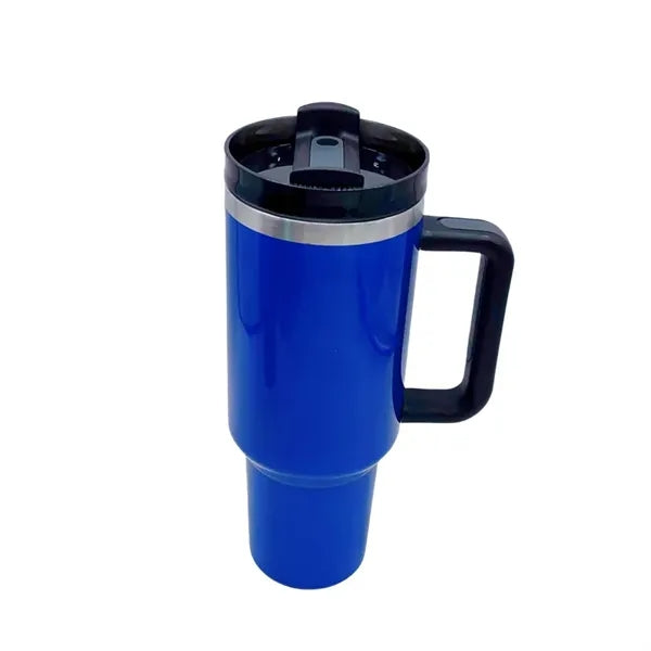 40 oz Stainless Steel Insulated Travel Mug With Handle Straw