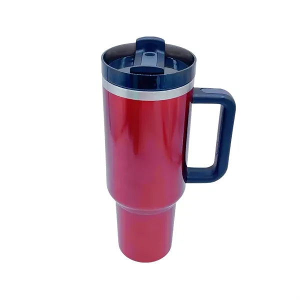 40 oz Stainless Steel Insulated Travel Mug With Handle Straw