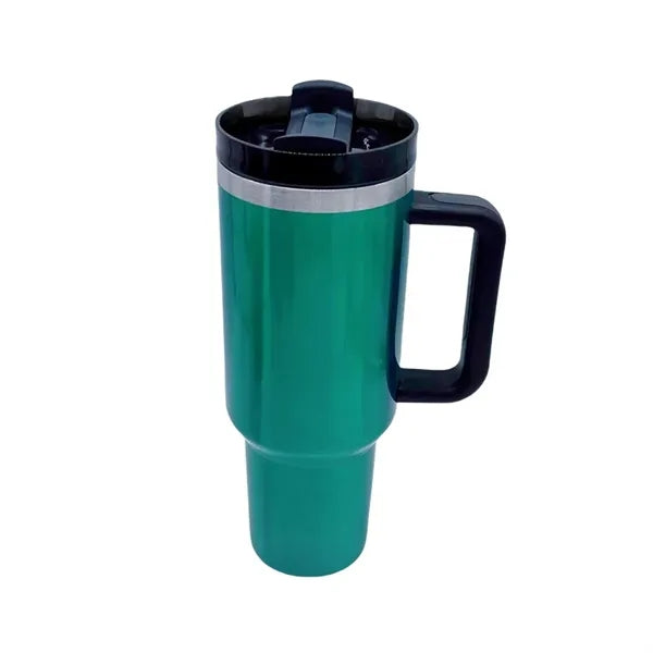 40 oz Stainless Steel Insulated Travel Mug With Handle Straw