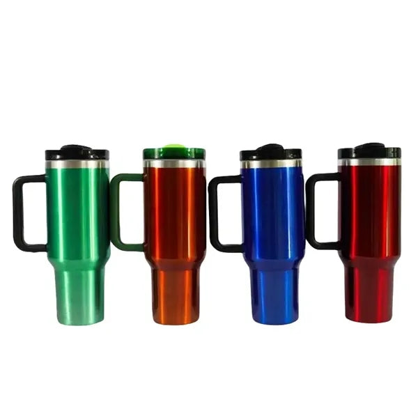 40 oz Stainless Steel Insulated Travel Mug With Handle Straw