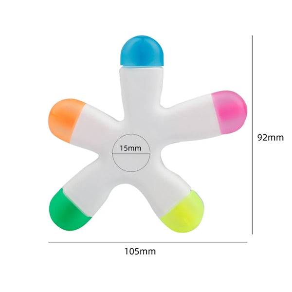 5-in-1 Multi-color Starfish Shape Highlighters