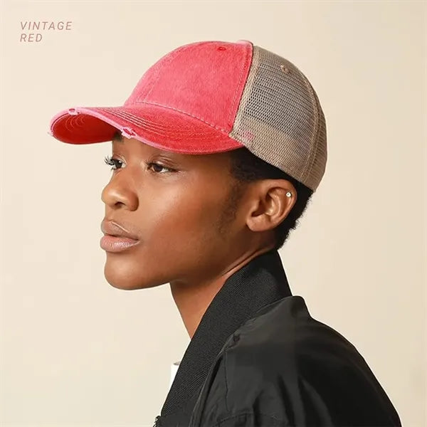 Vintage Washed Distressed Mesh Baseball Cap