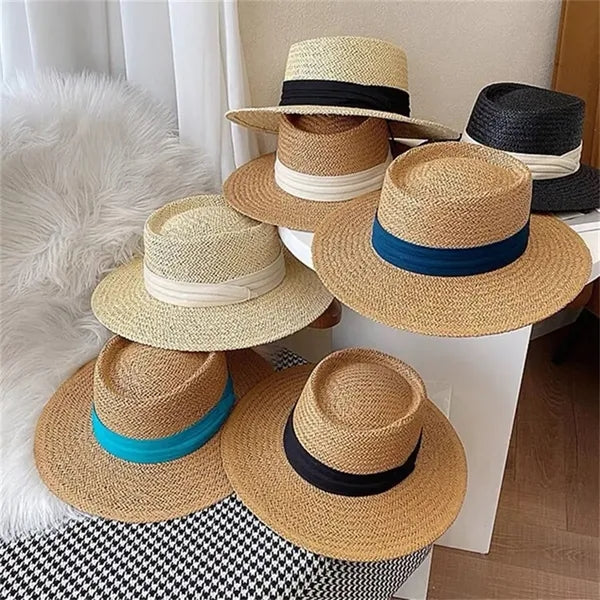 Womens Wide Brim Straw Summer Beach Sun Hat
