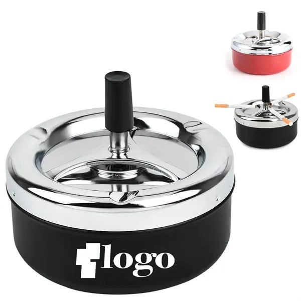 Round Push Down Cigarette Ashtray With Spinning Tray