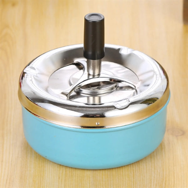 Round Push Down Cigarette Ashtray With Spinning Tray