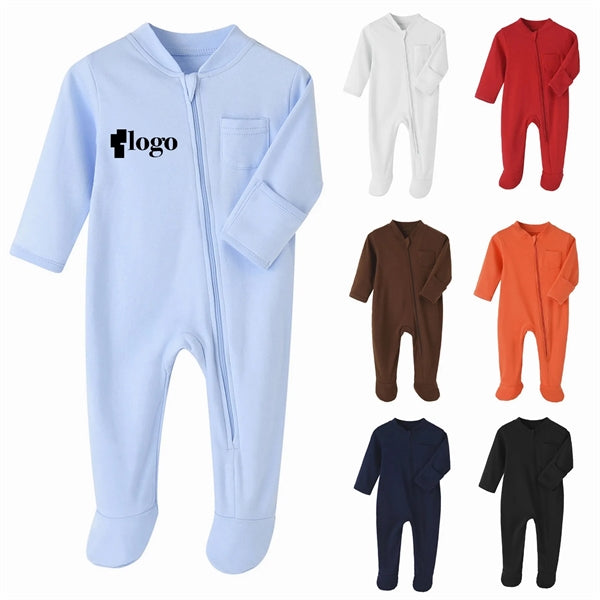 Cotton Baby Cloth Long Sleeve Zip Up Sleep N Play Pajama