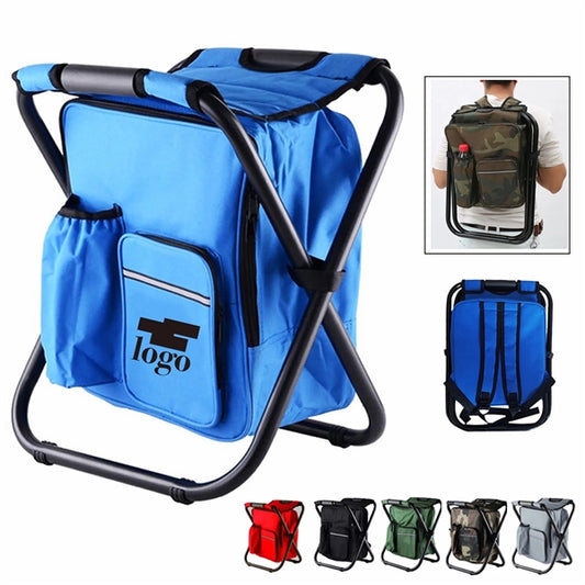 Folding Stool Backpack Insulated Cooler Bag Camping Chair