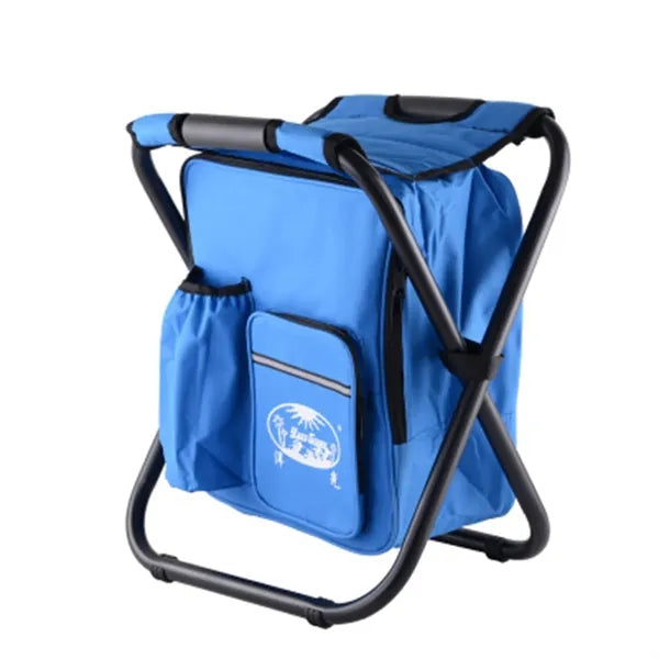 Folding Stool Backpack Insulated Cooler Bag Camping Chair