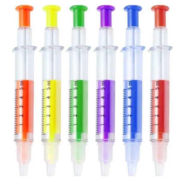Double Sided Syringe Highlighter & Ballpoint Pens