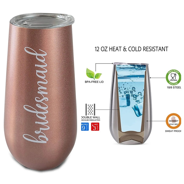 6 OZ Insulated Champagne Lid Tumbler