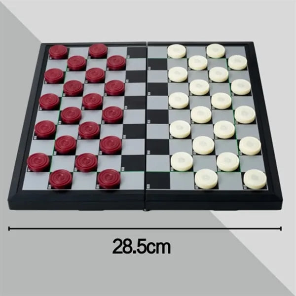 12.4" Checkers Folding Wooden Game Set