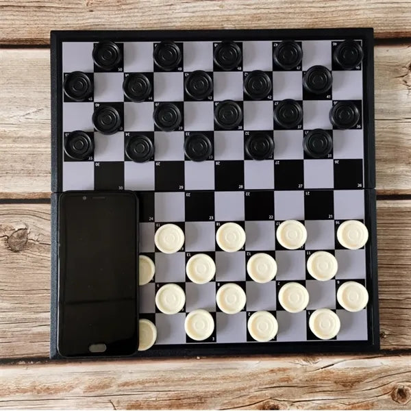 12.4" Checkers Folding Wooden Game Set