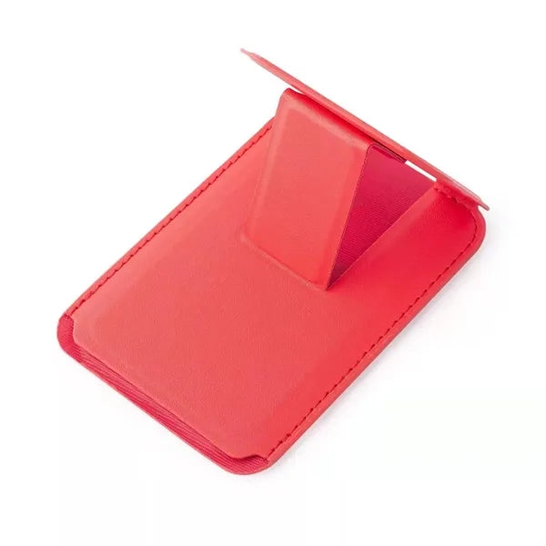 Magnetic Leather Wallet Cards Holder Stand with Kickstand