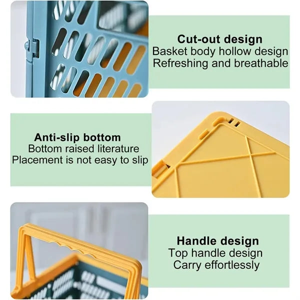 Foldable Plastic Grocery Shopping Basket Vegetable Crates