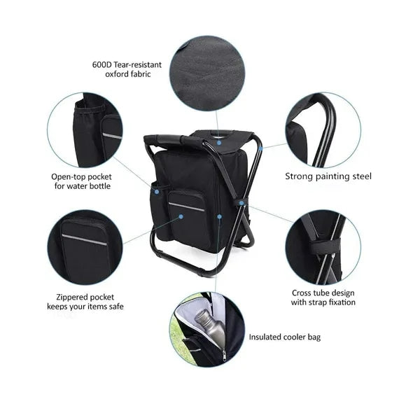 Portable Camping Chair with Cooler Bag
