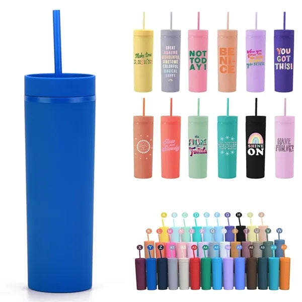 16oz Matte Tumblers with Lids and Straws
