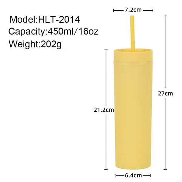 16oz Matte Tumblers with Lids and Straws