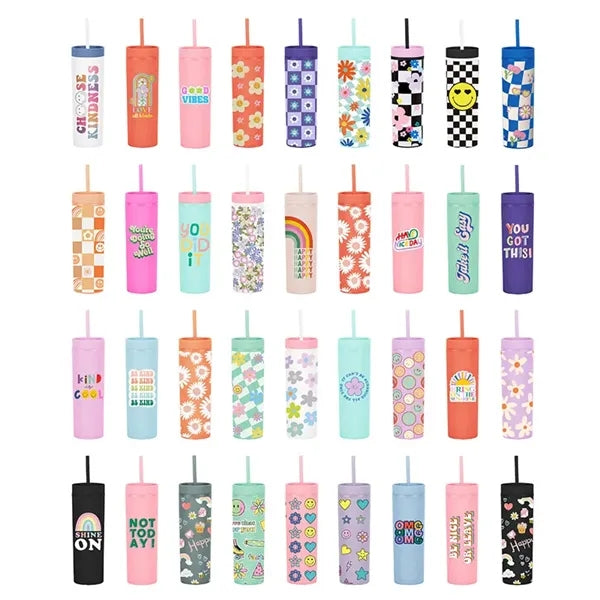16oz Matte Tumblers with Lids and Straws