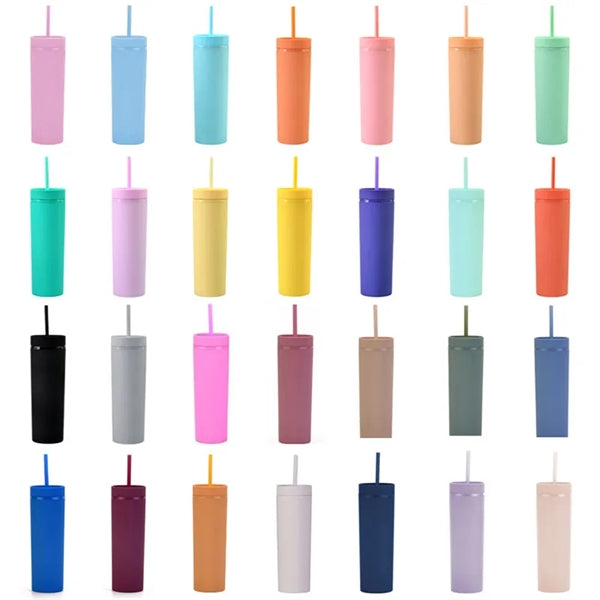 16oz Matte Tumblers with Lids and Straws