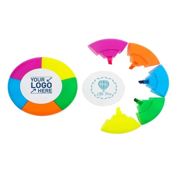 5-Color Round Circular Shaped Highlighter