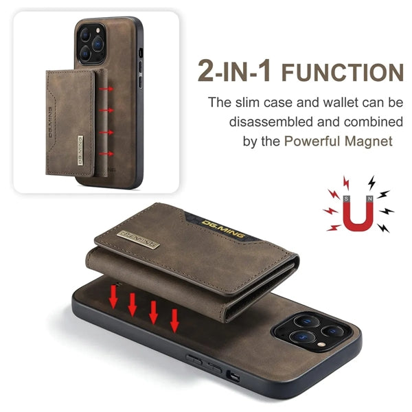 Magnetic Detachable With Trifold Leather Phone Case