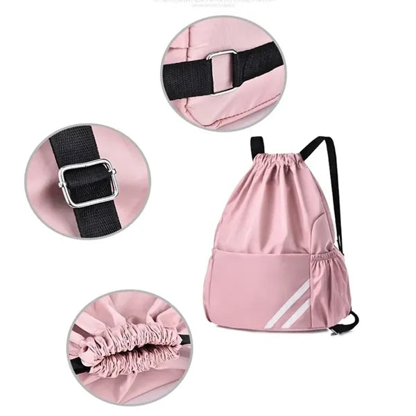 Backpack With Reflective Strap And Drawstring