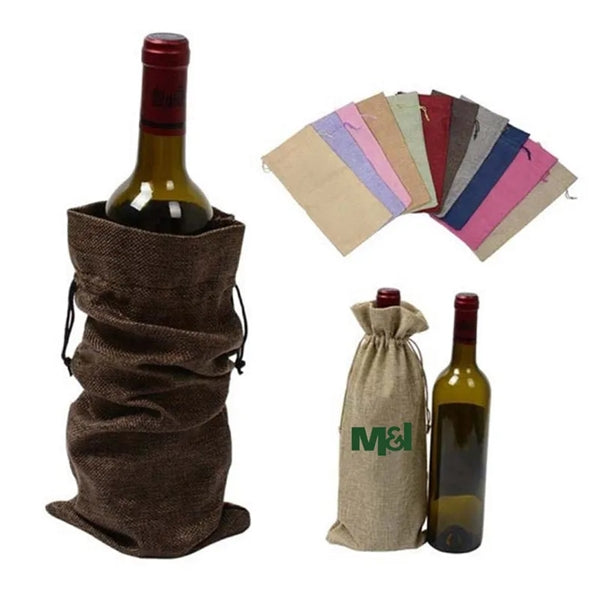 Drawstring Wine Bottle Burlap Bag