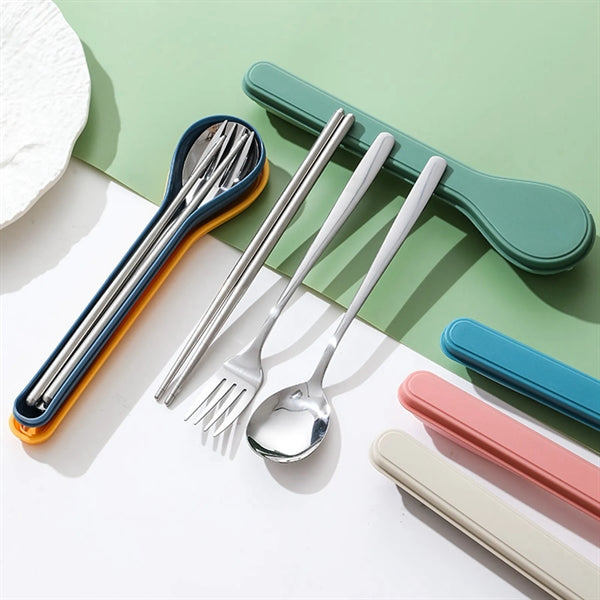 Outdoor Stainless Steel Picnic Tableware Set with Case