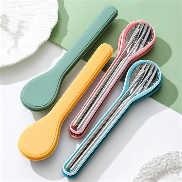 Outdoor Stainless Steel Picnic Tableware Set with Case