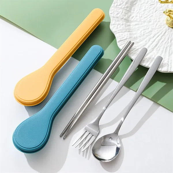 Outdoor Stainless Steel Picnic Tableware Set with Case