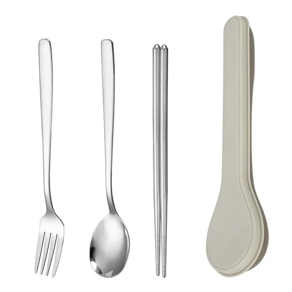Outdoor Stainless Steel Picnic Tableware Set with Case