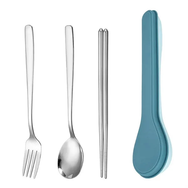 Outdoor Stainless Steel Picnic Tableware Set with Case