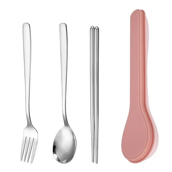 Outdoor Stainless Steel Picnic Tableware Set with Case
