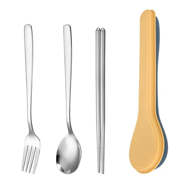 Outdoor Stainless Steel Picnic Tableware Set with Case