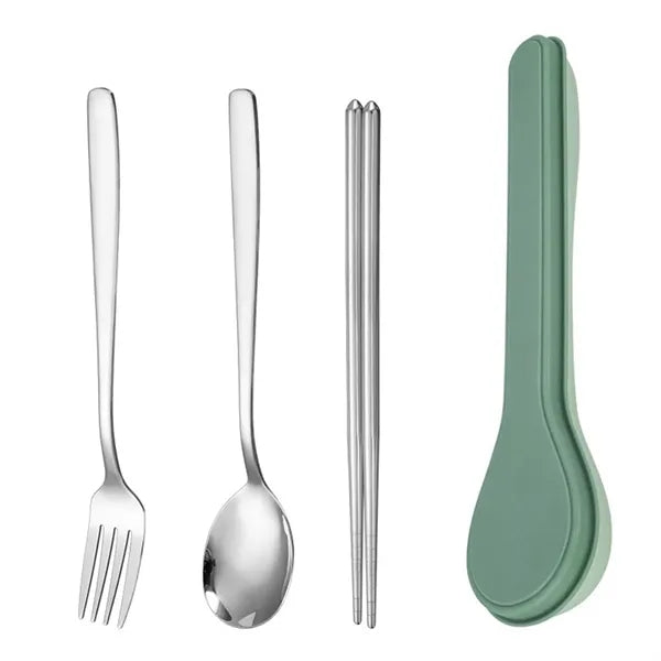 Outdoor Stainless Steel Picnic Tableware Set with Case