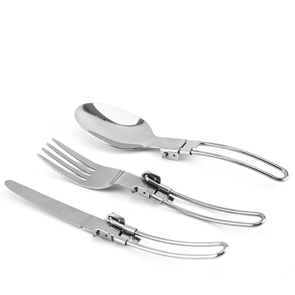 Stainless Steel Foldable Dinnerware Set with Pouch